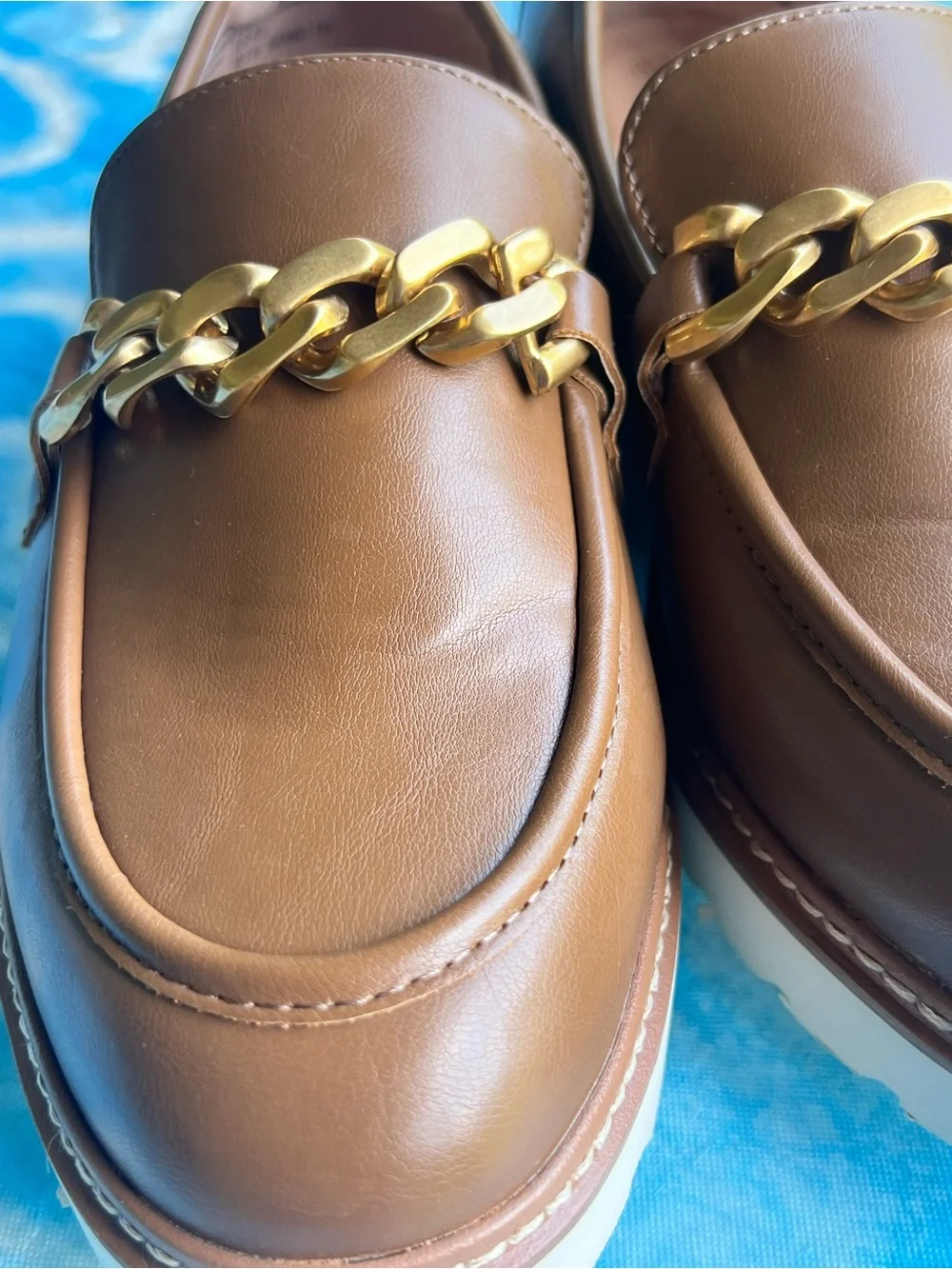 Time and Tru Women's Faux Leather Comfort Loafer with Chain Accent.